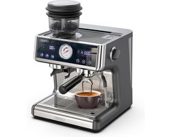 HiBREW H7A Koffiezetapparaat Espressomachine, 20 bar druk, dubbel boilersysteem, 30 niveaus molen, 250 g koffiebonencapaciteit, LCD-aanraakscherm