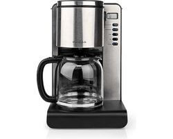 Nedis Koffiezetapparaat - Filter Koffie - 1.5 l - 12 Kopjes - Warmhoudfunctie - Timer schakelaar - LCD scherm - Klokfunctie - Aluminium / Zwart