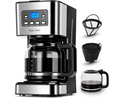 Taylor Swoden Koffiezetapparaat Filterkoffie - Koffiemachine 1.5L/ 12 Koppen - met Glazen Kan-Digitaal Display, Timer- Zwart/RVS - Darcy 30QUK