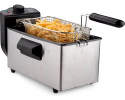 alpina Friteuse - Frituurpan - 3 Liter - 2000 Watt - Roestvrij Staal - Met Thermostaatknop