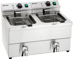 Bartscher Dubbele-friteuse met aftapkranen | 58(b) x 55(d) x 41(h) cm