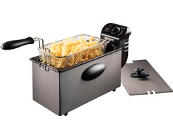 Bestron friteuse met koude zone, frituurpan met mand, inclusief traploos instelbare temperatuurregelaar, 2000W, 3,5 L, kleur: antraciet