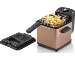 Bestron Friteuse, Mini Frituurpan voor 1 portie friet, bitterballen of snacks, met koudezone techno