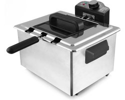 Blokker Frietpan 5 Liter RVS 2000W - Frituurpan Dubbel met 3 Frituurmanden - Incl. Oververhittingsbeveiliging en Vaatwasserbestendige Onderdelen - Instelbaar tot 190°C - Voor Perfecte Friet en Snacks