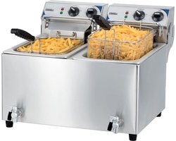 Casselin CFEV102TB friteuse Dubbel 20 l Vrijstaand 1800 W Frituurpan Zwart, Blauw, Roestvrijstaal