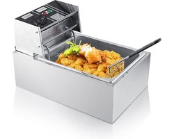 Commerciële Elektrische Friteuse - 6 Liter Capaciteit - Roestvrij Staal - Instelbare Temperatuur