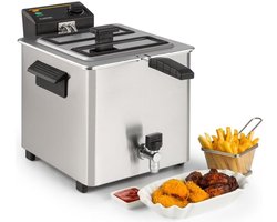 Family Fry friteuse 3000W Oil Drain Technology rvs zilver