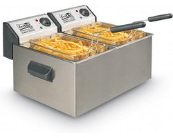 FRITEL Friteuse Profi 3855 - Frituurpan / Frietketel - 2x 5L - 2x 3200W - Kleine professional - Koude Zone