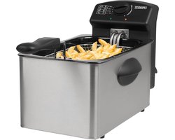 Friteuse 2000 Watt - 4 liter inhoud - 800 g inhoud - thermostaat - zilver