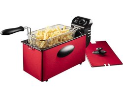 Frituurpan 3.5 Liter - Friteuse Met Mand & Warmte-Geïsoleerde Handgrepen - Frituur Tot 190° 2000W 3 4 Liter - Rood