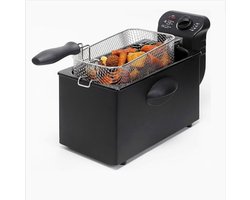 Frituurpan 3.5 Liter - Friteuse Met Mand & Warmte-Geïsoleerde Handgrepen - Frituur Tot 190° 2000W 3 4 Liter - Zwart