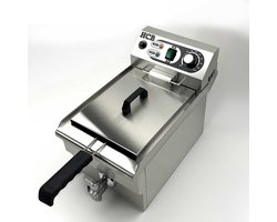 HCB® - Professionele Horeca Friteuse - 10 liter - 230V - RVS / INOX frietpan - Frietketel - 28x50x35 cm (BxDxH) - 7 kg - 8705