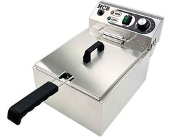 HCB® - Professionele Horeca frituurpan - Friteuse - 10 liter - 230V - RVS / INOX frietketel - 29x46x29 cm (BxDxH) - 7.50 kg - 8726