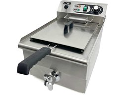 HCB® - Professionele Horeca frituurpan - Friteuse - 16 liter - 230V - RVS / INOX frietketel - 33.6x53x38 cm (BxDxH) - 4.5 kg - 2597