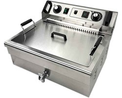 HCB® - Professionele Horeca frituurpan - Friteuse - 20 liter - 400V - RVS / INOX frietketel - 59x54x36 cm (BxDxH) - 16.7 kg - 6840