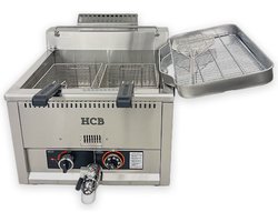 HCB® - Professionele Horeca frituurpan - Friteuse - 30 liter - aardgas - RVS / INOX frietketel - 55x58x48 cm (BxDxH) - 40 kg - 2602