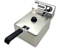 HCB® - Professionele Horeca frituurpan - Friteuse - 6 liter - 230V - RVS / INOX frietketel - 26.5x42x29 cm (BxDxH) - 3 kg - 2586