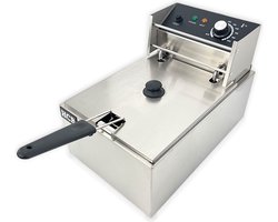 HCB® - Professionele Horeca frituurpan - Friteuse - 6 liter - 230V - RVS / INOX frietketel - 28x44x31.5 cm (BxDxH) - 3 kg - 2578