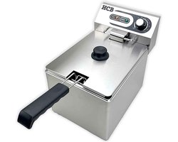 HCB® - Professionele Horeca frituurpan - Friteuse - 8 liter - 230V - RVS / INOX frietketel - 27x41.5x34 cm (BxDxH) - 3 kg - 2590