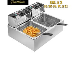 Homebloom elektrische friteuse - Dubbele frituurpan - 2x 6L - Dubbele tanks van roestvrij staal - Grote frituurpan