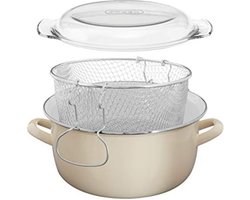 Housewares 5L Diepe Vet friteuse Emaille frituurpan met glazen deksel frituurpan frituurpan roomfriteuse mand kleine friteuse 16x33x27