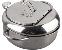 Japanse stijl Tempura Friteuse Pan - Frituurpan met thermometer - Inductiekookplaat - Kippenpot - Kookgerei voor koken in de keuken - 20cm