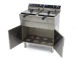 Maxima Frituurpan 2x 16 L 2 Manden met Tapkraan en Opbergruimte 400V Friteuse