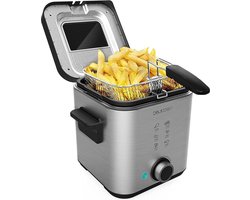 Olie Friteuse CleanFry Advance 1500 - Elektrische Friteuse 900 W - RVS 15 L - OilClean Filter - Uitneembare Kom - Deksel met Venster