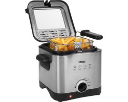 Princess Mini friteuse 182612 - 1.5 Liter - Regelbare thermostaat - Geurfilter - Kijkvenster - Compact - Geschikt voor camping - 1000W - geborsteld RVS