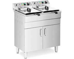 Royal Catering Dubbel - Elektrische friteuse - 26 L - 10.000 W - aftapkraan - koude zone - met onderkast