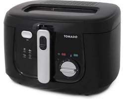 Tomado TDF2501B - Frituurpan – 2,5 liter friteuse - Anti reukfilter – Koele behuizing - 1800 watt – Deksel met kijkvenster – Zwart