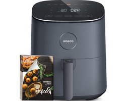 XL Friteuse zonder olie 47 l - Air Fryer 1500 W met 100 recepten - Heteluchtfriteuse 9 programma's - Grijs, ook voor koken braden grillen