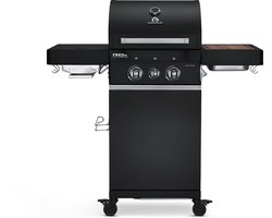 Burnhard Gas BBQ FRED JR. Deluxe Series 3 - 2 Branders - Incl. Keramische Infraroodbrander & Afdekhoes - Black Series