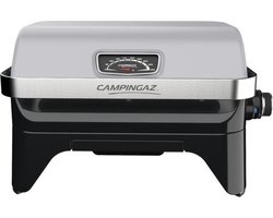 Campingaz Attitude 2go CV BBQ - Draagbare Gas barbecue - voorgemonteerde outdoor grill - werkt op een Campingaz ventielcartouche - tafel barbecue met ingebouwde thermometer - draagbare barbecue met vaatwasserbestendige onderdelen - grijs/zwart