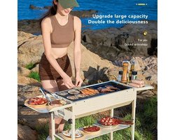 Ideal Store® Camping Grill opvouwbaar - Barbecue - Totale breedte 78cm - Totale hoogte 48cm - Wit