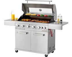 Juskys Barbecue / Gasgrill / BBQ Minnesota - 7-Pits - RVS - Incl. Afdekzeil