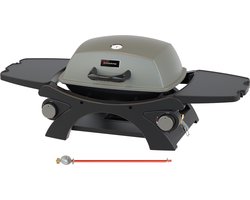 KitchenBrothers Gas BBQ - Tafelmodel Barbecue - Tafelbarbecue - Anti-aanbaklaag - 37x48 cm Grilloppervlak - Zwart