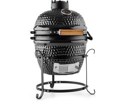 Klarstein Princesize Kamado Bbq Keramische Barbecue Smoker Bbq - Roestvrij Stalen Grillrooster - Voor Barbecueën, Langzaam Garen, Smoren Of Bakken - Thermometer Tot 425 °C - Roestvrij Stalen Frame - Zwart