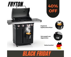 Landmann Fryton 4.1 Buitenkeuken met ingebouwde 3,5 L Airfryer - Zwart - met zijbrander - Gas bbq - GasBBQ - Gas bbq met zijbrander - Airfryer oven - Grill - Gietijzeren grillrooster