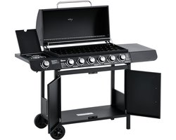 Outsunny Gasgrill BBQ-grillwagen met 7 branders kast multifunctioneel metaal zwart 846-065