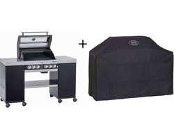 Rösle Barbecue Gas Videro G4-SL 30 mbar - RVS - 154x60x118 cm - Zilver plus beschermhoes