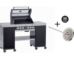 Rösle Barbecue Gas Videro G4-SL 30 mbar - RVS - 154x60x118 cm - Zilver plus gratis cadeau vlees thermometer