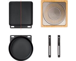 Solo Stove Pi Gietijzeren 3-Delige Kookgerei Set | Incl. Ronde Koekenpan (30,5 cm), Omkeerbare Grill / Bakplaat (29,2 x 33 cm), 2 Afneembare Handgrepen, Voet voor Bescherming, Binnen + Buiten Gebruik