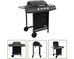 The Living Store Gasbarbecue s - Gasgrill met 4 branders - Groot kookoppervlak - Met ingebouwde thermometer - Zijtafels - Duurzaam materiaal - Inclusief barbecuehoes