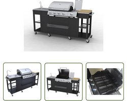 The Living Store Gasbarbecue Vier Branders - 66x46.5 cm - RVS - 8 wielen