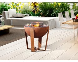 Vente-unique Vuurkorf, barbecue en plancha 3 in 1 van staal Corten L70 x H80 x D70 cm - GREZIO L 70 cm x H 80 cm x D 70 cm