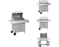 vidaXL Gas Barbecue - Gas Barbecues - Gas Bbq - Gas Bbq - Gasbarbecue 4+1 kookzone roestvrij staal zilverkleurig