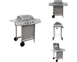 vidaXL Gasbarbecue-grill - Gasbarbecue Grills - Buiten Grill - Buiten Grills - Gasbarbecue met 4 branders zilverkleurig