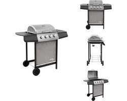 vidaXL Gasbarbecue-grill - Gasbarbecue Grills - Buiten Grill - Buiten Grills - Gasbarbecue met 4 branders zwart en zilverkleurig