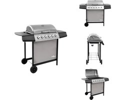 vidaXL Gasbarbecue-grill - Gasbarbecue Grills - Buiten Grill - Buiten Grills - Gasbarbecue met 6 branders zwart en zilverkleurig